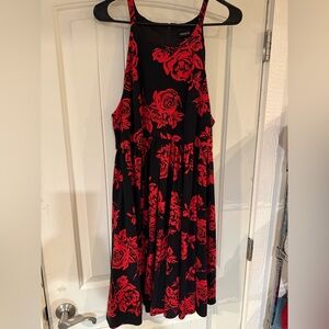 Torrid Black Dress with Red Floral Design
